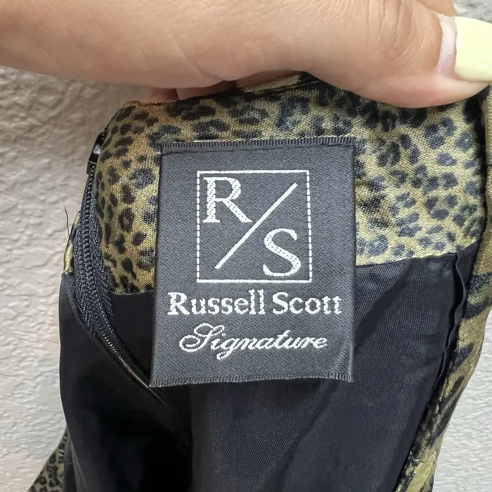 Russell Scott Women’s Sz 12 Animal Print Stretch Knee Length Leopard Skirt - Picture 9 of 10